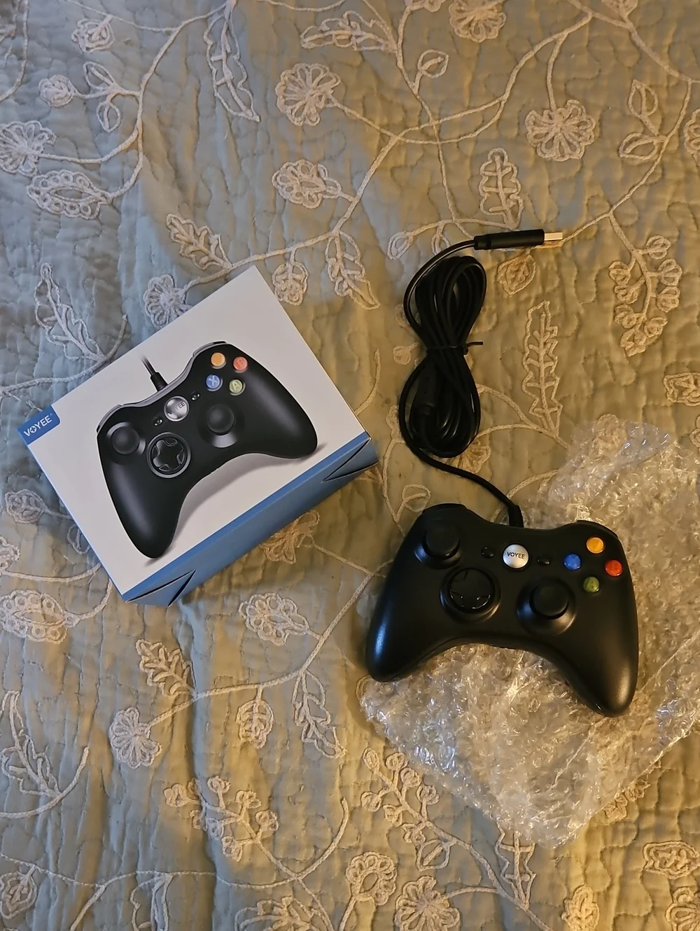 Black Wired USB Game Controller - Compatible with PC